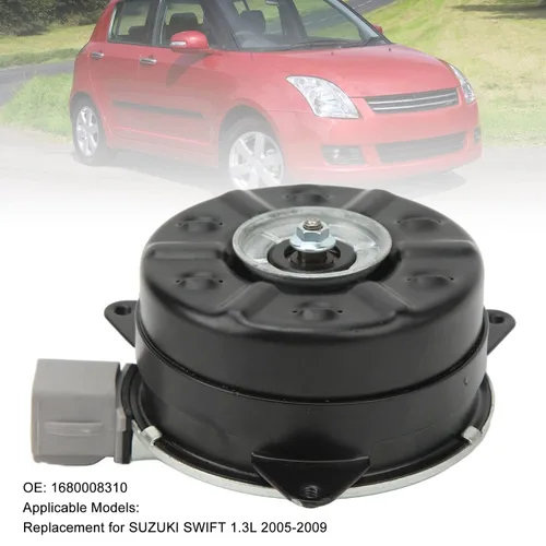 Miniatura 2 de Motor de ventilador de refrigeración de condensador, 1680008310 compatible con Swift 1.3L 2005‑2009, conjunto de motor de refrigeración del radiador