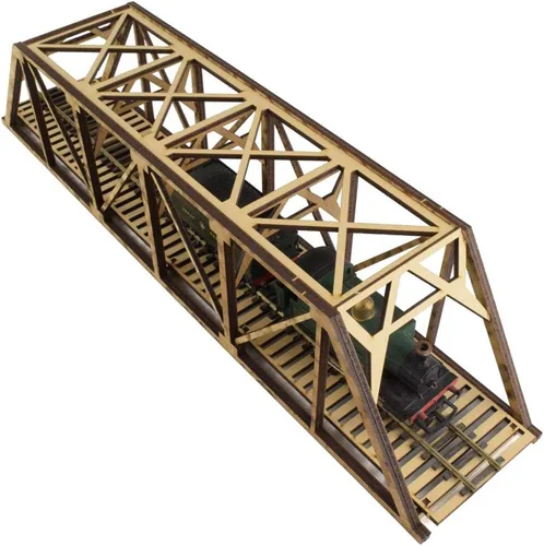 Miniatura 6 de War World Scenics Puente de viga ferroviaria de bajo detalle de una sola vía 15.748 in - Diorama ferroviario modelo OO/HO