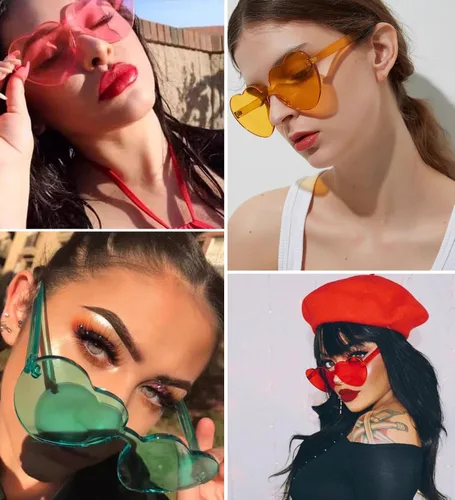Miniatura 3 de Gafas de sol para mujer y niña, accesorios de neón de los años 80, recuerdo de fiesta, en forma de corazón, traje para amantes