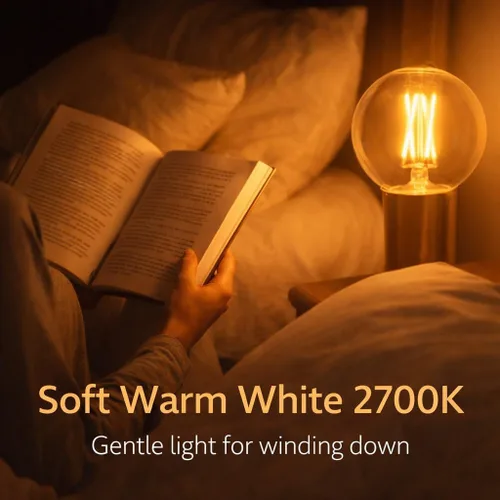 Miniatura 7 de Bombillas LED G16.5, regulables, 4 W (equivalente a 40 W), blanco cálido 2700 K, 400 lúmenes, base media E26, estilo de filamento vintage, sin