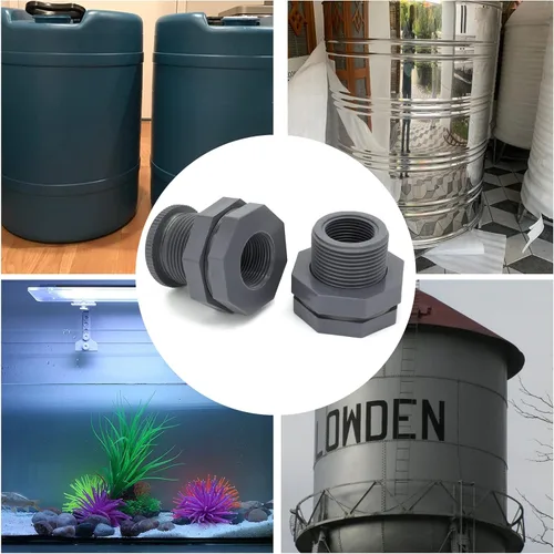 Miniatura 8 de Adaptador de conector de tanque de agua de PVC de 1/2 pulgada con tapones para barriles de lluvia, acuarios, estanques (paquete de 2)