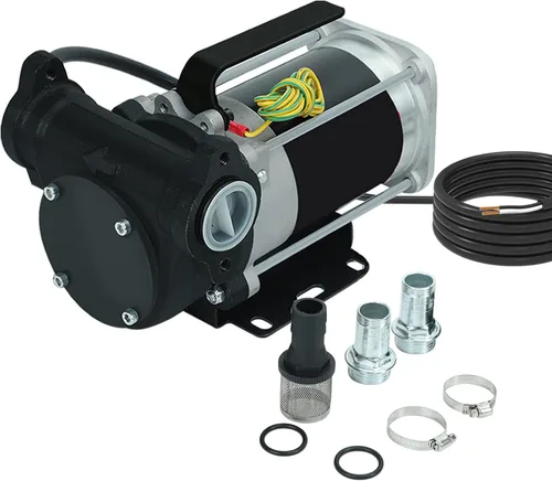 BLACKHORSE-RACING Bomba de transferencia de combustible de 12 VCC, 15 GPM / 57 LPM, autocebante, motor de paletas rotativas con protección térmica,
