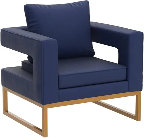 Miniatura 5 de Roundhill Furniture Lenola - Silla tapizada con brazos, color azul, 29.75 pulgadas de profundidad x 27.5 pulgadas de ancho x 34.5 pulgadas de alto