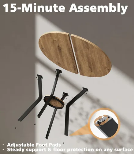 Miniatura 3 de Mesas redondas de cocina para 2-4, mesas de comedor pequeñas de 31.5 pulgadas con almacenamiento, mesa de comedor circular de madera rústica