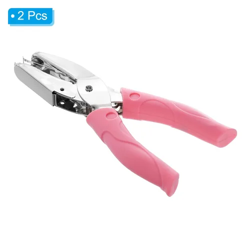 Miniatura 3 de PATIKIL Perforadora de un solo agujero de 1/8 pulgadas, paquete de 2 perforadoras de mano con agujero circular de agarre suave, perforadora de papel