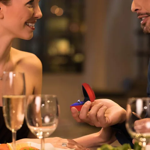 Miniatura 5 de VOSAREA Caja de anillo LED, caja de anillo de compromiso de propuesta, aretes en forma de corazón, caja de joyería para aniversario, día de San