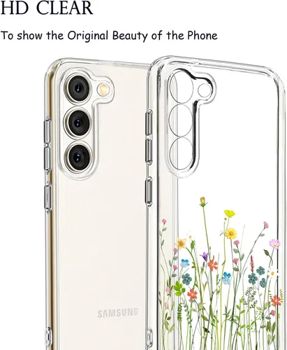 Miniatura 3 de Unov Funda compatible con Galaxy S23 transparente con diseño de TPU suave, absorción de golpes, patrón delgado en relieve protector de 6.1 pulgadas