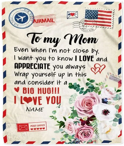 Miniatura 8 de Manta de vellón personalizada con texto en inglés «To My Mom», diseño de girasol de hija e hijo, carta de amor con texto en inglés «You are the