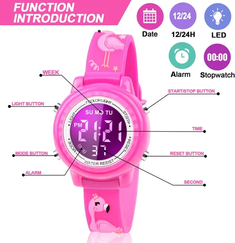 Miniatura 50 de Relojes LED impermeables para niños con alarma, juguetes para niños, regalos para niñas de 3 a 10 años