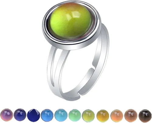 AINILOVE Anillo que cambia de color con detección de temperatura, tortuga, delfín, ballena, pingüino, animal, estado de ánimo, para niñas, fiesta de