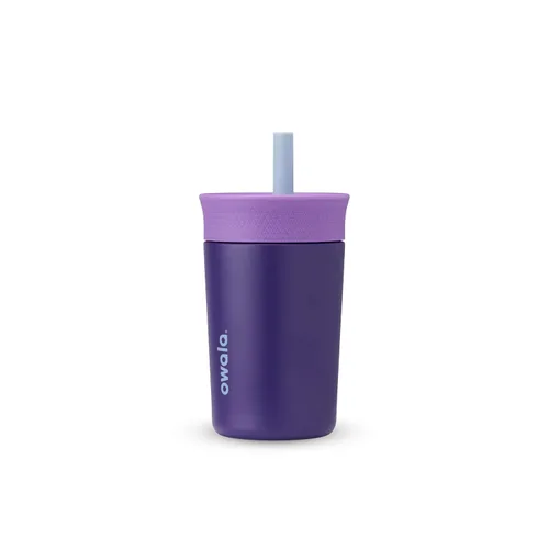 Miniatura 13 de Owala Vaso de acero inoxidable con aislamiento para niños con popote flexible resistente a derrames, fácil de limpiar y botella de agua de acero