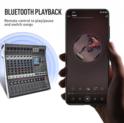 Miniatura 7 de Consola de mezclador de sonido profesional de 8 canales, 99 bits DSP, procesador digital de 99 bits, USB, Bluetooth, MP3 para entrada de grabación