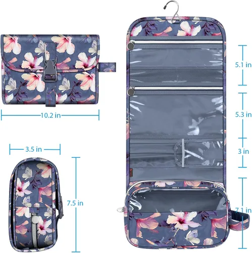Miniatura 7 de Fintie Bolsa de viaje portátil para cosméticos y artículos de aseo, gran organizador colgante resistente al agua para maquillaje y almacenamiento