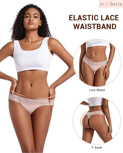 Miniatura 5 de Jo & Bette Paquete de 6 o 12 unidades de ropa interior de algodón para mujer, conjunto de lencería suave y sexy