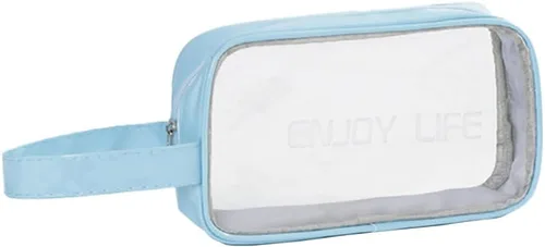 Miniatura 9 de Neceser de viaje, bolsa de aseo transparente con asa, bolsa de maquillaje impermeable para playa, viajes, gimnasio, Negro