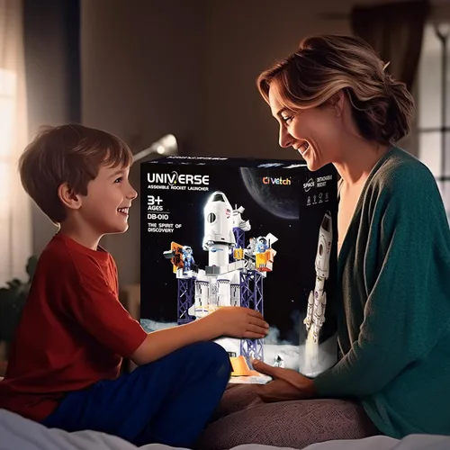 Miniatura 7 de Juguetes de Lanzador de Cohetes Transbordador Espacial para Niños de 3, 4, 5, 6, 7, 8, 9 años, juguetes aeroespaciales de construcción STEM 2 en 1