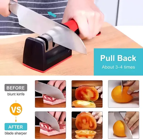 Miniatura 4 de Afilador de cuchillos y tijeras 4 en 1 - Afilado rápido y fácil para todos los cuchillos y tijeras en menos de 1 minuto - Mango antideslizante