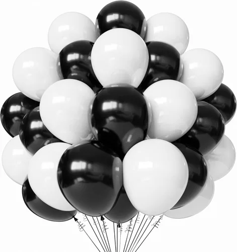 Miniatura 10 de Globos de látex rojos y negros, paquete de 50 globos de fiesta de confeti de 12 pulgadas, negro, blanco, rojo, con cintas para cumpleaños
