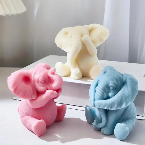 Miniatura 2 de Molde de fundición de resina animal elefante - Molde de silicona 3D para fabricación de velas y decoración del hogar Emr-Elephant-Cover-Mouth