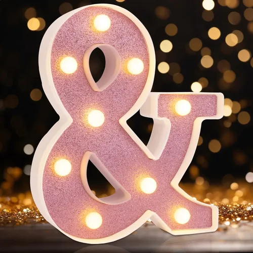 Letras pequeñas de marquesina LED, letras iluminadas, letras LED de 8.58 pulgadas, letrero iluminado a pilas para mesa, fiesta, cumpleaños,