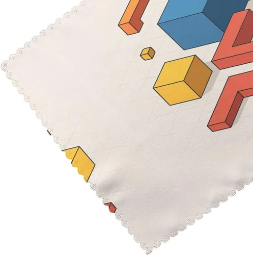 Miniatura 5 de Juego de 4 manteles individuales rectangulares, resistentes al calor 3D isométricos impresos para cocina y comedor