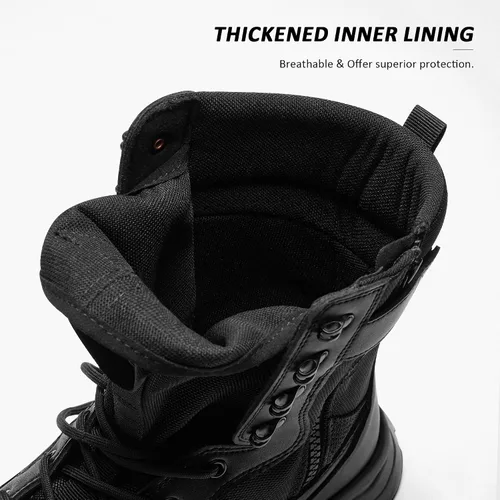 Miniatura 5 de Coostar Botas tácticas para hombre, ligeras, botas de combate militar, botas de trabajo con cremallera lateral, botas de motocicleta