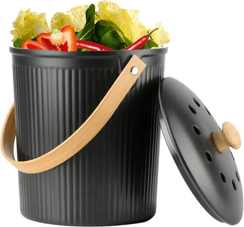 Miniatura 9 de Contenedor de Compost para Cocina, LALASTAR Cubo de Compost de Encimera con Tapa, Hecho de Fibra de Bambú Sostenible, Cubo de Compost
