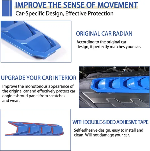 Miniatura 6 de Daeiclru Cubierta de cubierta de motor compatible con Chevrolet Corvette C8 2020-2023, cubierta de panel de bahía de motor de plástico ABS (azul)
