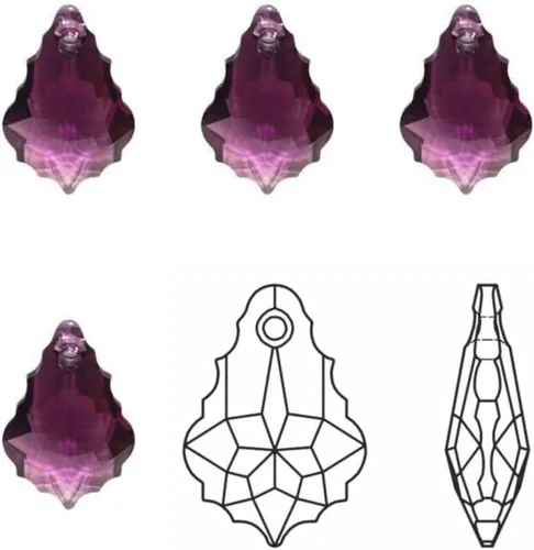 Miniatura 3 de 20pcs checa facetado cristal barroco lámpara colgante gota perlas Suncatcher 0.866 in febrero amatista púrpura piedra natal