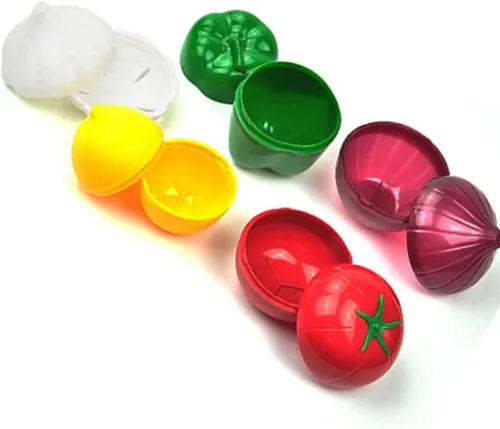 Miniatura 2 de OUKEYI Recipientes de almacenamiento de cebolla, tomate, limón, pimiento verde, 4 unidades de verduras y frutas para refrigerador, caja reutilizable