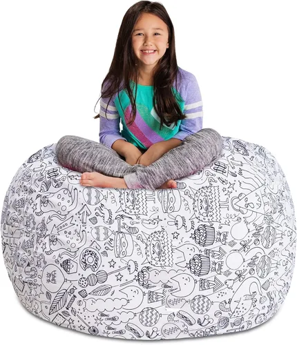 Posh Stuffable - Sillón puff con almacenamiento para niños, contenedor de animales de peluche, organizador de juguetes de niños