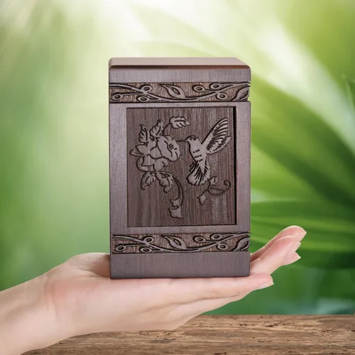Miniatura 21 de Urnas de cremación para cenizas humanas adultas, masculinas y femeninas, cajas y ataúdes de madera tallada con mariposas para cenizas de hombres