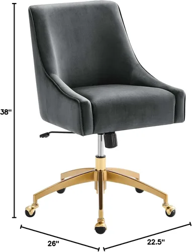 Miniatura 3 de Modway Discern Performance - Silla de oficina giratoria de terciopelo en color gris