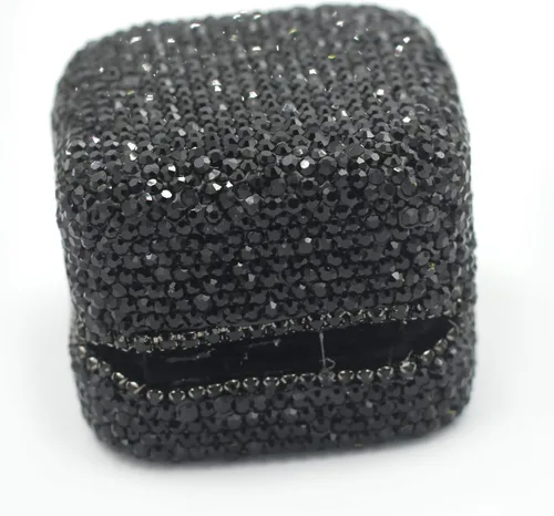 Miniatura 7 de Caja de anillos de cristal de lujo para aretes, caja de almacenamiento de joyería, caja de regalo para anillo de propuesta, ceremonia, boda, Negro