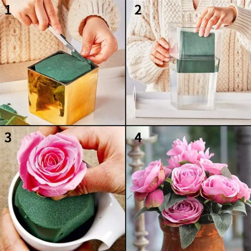 Miniatura 4 de LOMIMOS 10 piezas de ladrillos de espuma floral, suministros de bloques de floristería para arreglos florales de bricolaje 10 piezas mojadas
