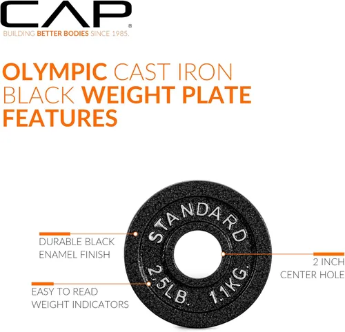 Miniatura 3 de CAP Barbell 2-Inch Olympic Cast Iron Plate Weight Set 75-285 lbs Multiple Options