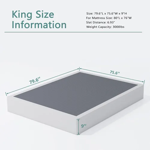 Miniatura 3 de XINXINYAN Base de resorte de tamaño king de 9 pulgadas, base de colchón resistente, juego de resorte de caja robusto de tamaño king solo