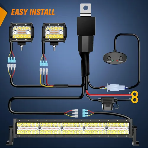 Miniatura 6 de Nilight Barra de luz LED de 22 pulgadas, 480 W, 2 módulos de luz de 4 pulgadas, 60 W, estroboscópico blanco ámbar, 6 modos, función de memoria