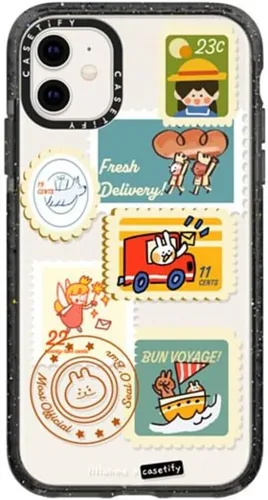 Miniatura 45 de CASETiFY Impact - Funda para iPhone 11 - Flower Power Retro - Negro Transparente