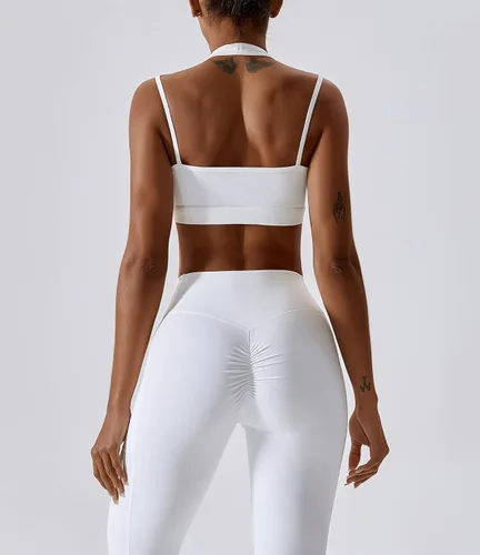 Miniatura 2 de ABOCIW Conjuntos de entrenamiento para mujer, cuello en V, brasier deportivo, leggings de alta espera con bolsillo, gimnasio, yoga, trajes de 2