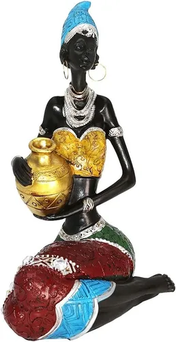 Rayberro Escultura de mujeres africanas, 7.87 pulgadas de alto, figura de mujer negra, figura tribal de dama afroamericana, estatua de mujer