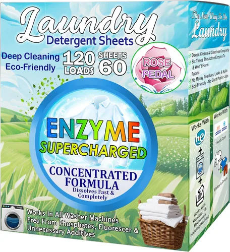 Miniatura 13 de Hojas de detergente ecológico para ropa (120 hojas grandes), a base de plantas, biodegradables para lavar a máquina, sin líquidos, sin plástico
