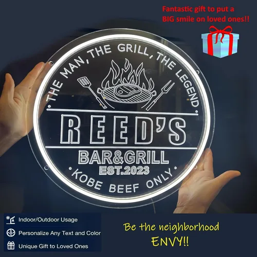 Miniatura 4 de Letreros de neón personalizados para bar y parrilla, letrero LED con nombre personalizado, para el hogar, bar, parrilla, barbacoa, para patio