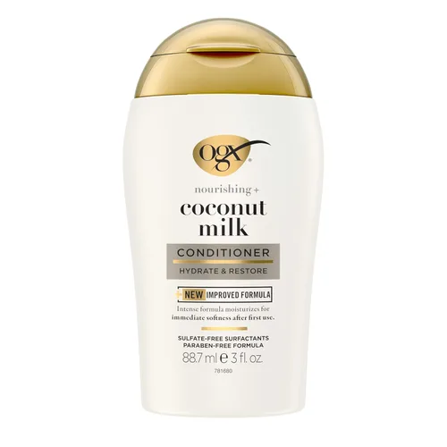 OGX Acondicionador hidratante nutritivo + leche de coco, acondicionador hidratante y restaurador hidrata para cabello suave después del primer uso,