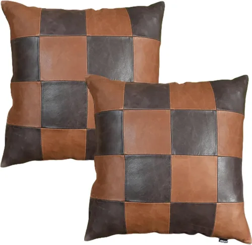 Funda de almohada de piel de cordero – Funda decorativa para cojín de sofá – Fundas para sala de estar y dormitorio, 14 x 14 pulgadas, color marrón