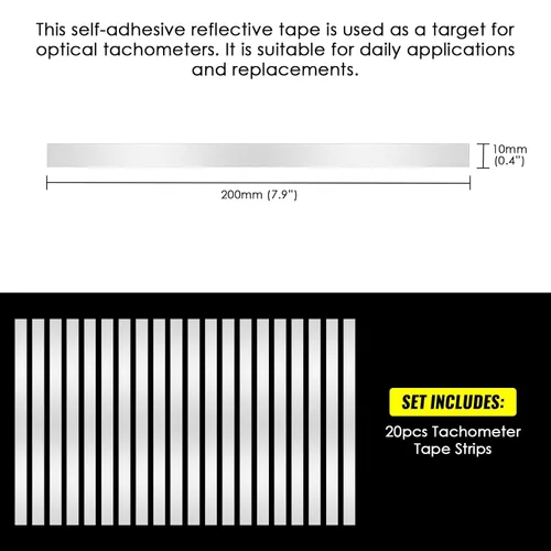 Miniatura 6 de 20 piezas de cintas adhesivas para tacómetro, cinta reflectante para tacómetro láser fotográfico, medidor de velocidad, medidor de RPM sin contacto