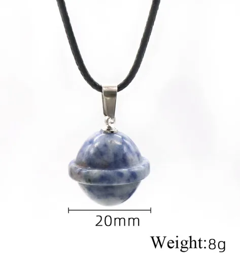 Miniatura 4 de Collar con colgante de piedra natural, ópalo de cuarzo rosa, globo OVNI Reiki, cristales de reiki, collares de cuerda larga para mujeres, joyería