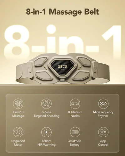 Miniatura 2 de SKG W9 Ultra 2.0 Masajeador de espalda baja para aliviar el estrés Tejido profundo Día del Padre Almohadilla térmica inalámbrica ajustable