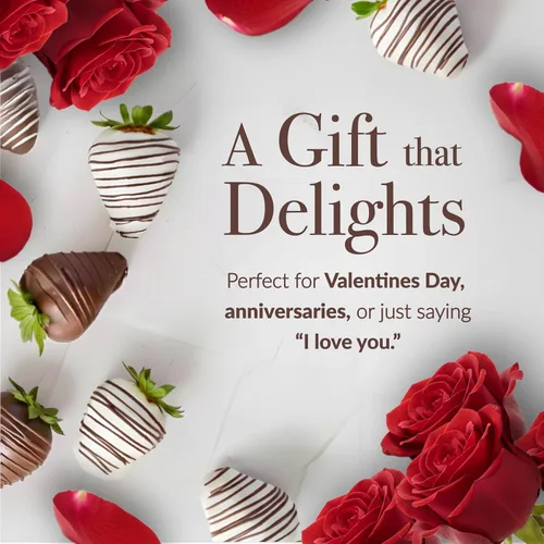 Miniatura 5 de Shari's Berries Juego de regalo de 12 rosas rojas clásicas y 6 fresas cubiertas de chocolate Caja de regalo de chocolate y flores frescas