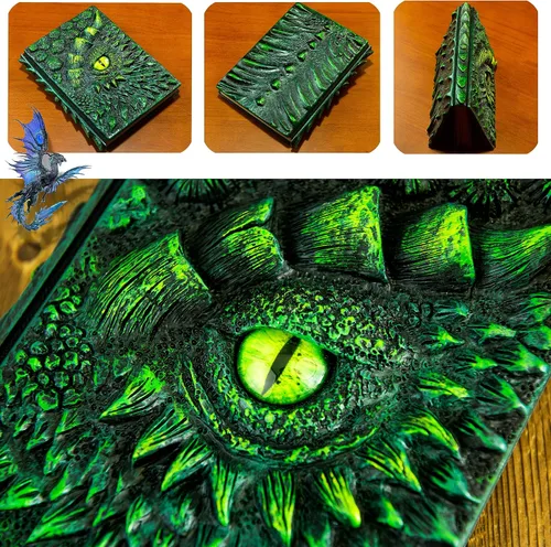 Miniatura 4 de Diario 3D en relieve de ojo de dragón en relieve, cuaderno grabado de resina, cuaderno Dnd para los amantes de los dragones, papel en blanco, bloc